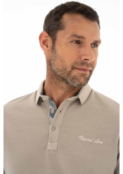 Erkek Regular Fit Parça Boyama Polo Yaka Tişört Y25374376301