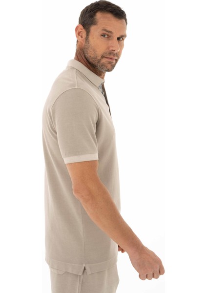 Erkek Regular Fit Parça Boyama Polo Yaka Tişört Y25374376301