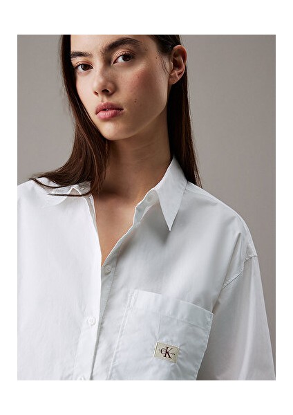 Woven Label Cropped Shırt modelleri