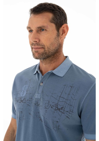 Erkek Regular Fit Parça Boyama Polo Yaka Tişört Y25374376201