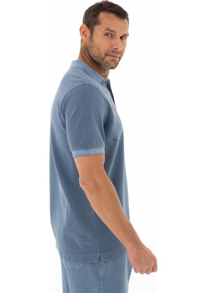 Erkek Regular Fit Parça Boyama Polo Yaka Tişört Y25374376201