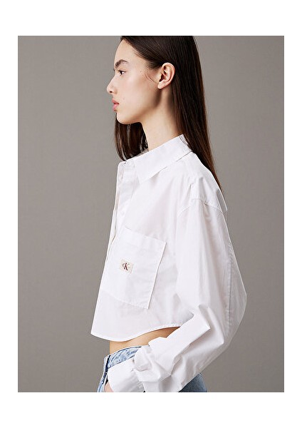 Woven Label Cropped Shırt indirimleri