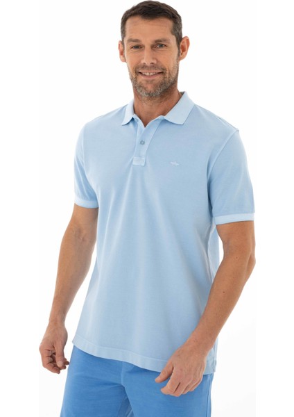 Erkek % 100 Pamuk Regular Fit Parça Boyama Polo Yaka T-Shirt Y25374376001