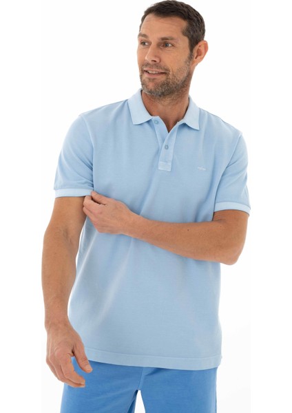 Erkek % 100 Pamuk Regular Fit Parça Boyama Polo Yaka T-Shirt Y25374376001