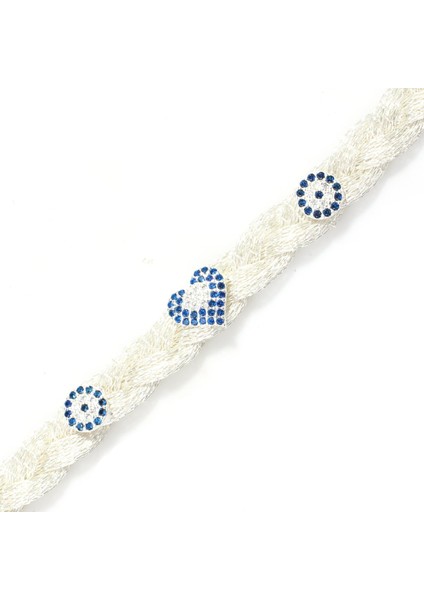 925 Ayar Gümüş 2li Balık Sırtı Elişi Saç Örgüsü Nazar ve Kalp Bileklik fiyatları