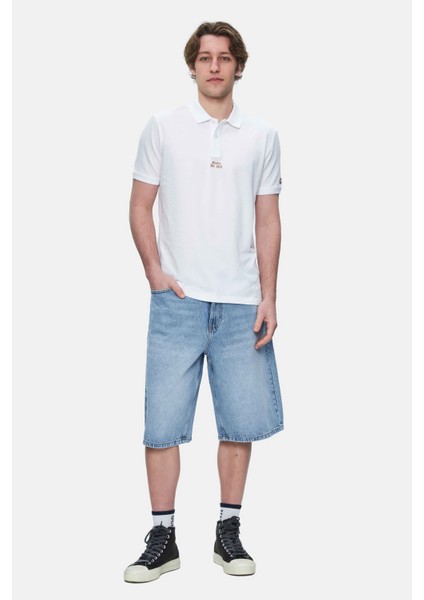 Quınton Beyaz Polo Yaka Nakışlı Standard Fit Erkek Tshirt modelleri