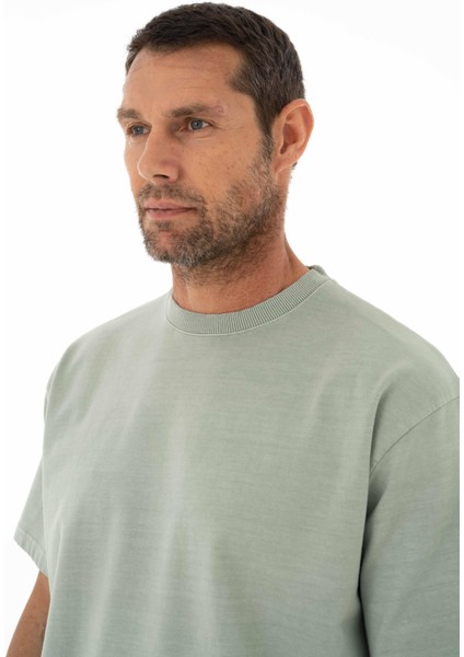 Erkek Oversize Kısa Kollu Bisiklet Yaka Sweatshirt Y25344376401