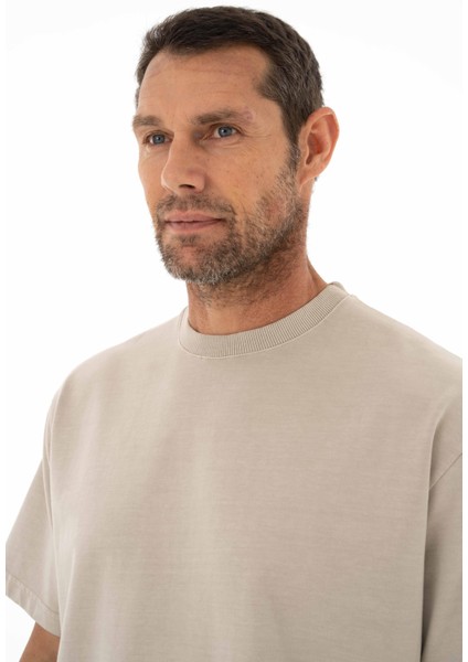 Erkek Oversize Kısa Kollu Bisiklet Yaka Sweatshirt Y25344376401