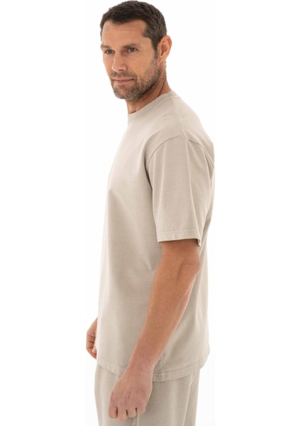 Erkek Oversize Kısa Kollu Bisiklet Yaka Sweatshirt Y25344376401