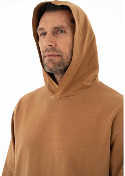 Erkek Oversize 2 İplik Kanguru Cepli Kapşonlu Sweatshirt Y25254376601
