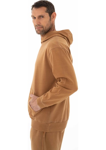 Erkek Oversize 2 İplik Kanguru Cepli Kapşonlu Sweatshirt Y25254376601