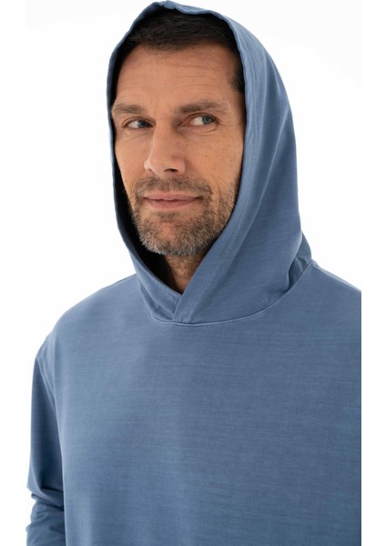 Erkek Oversize 2 İplik Kanguru Cepli Kapşonlu Sweatshirt Y25254376601