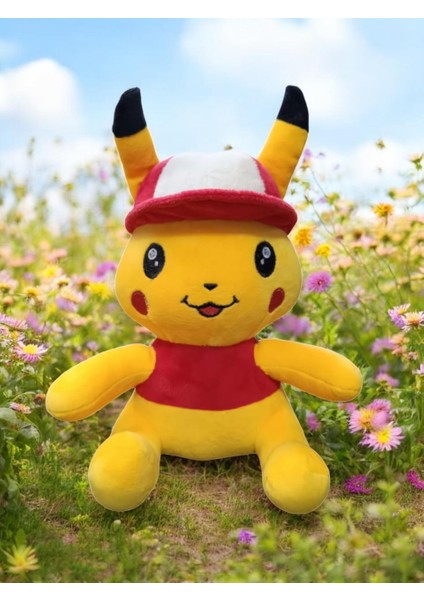 Ithal Kumaş Şapkalı Pokemon Go Pikachu Figür Peluş Oyuncak Uyku & Oyun Arkadaşı Pikachu 25 Cm.