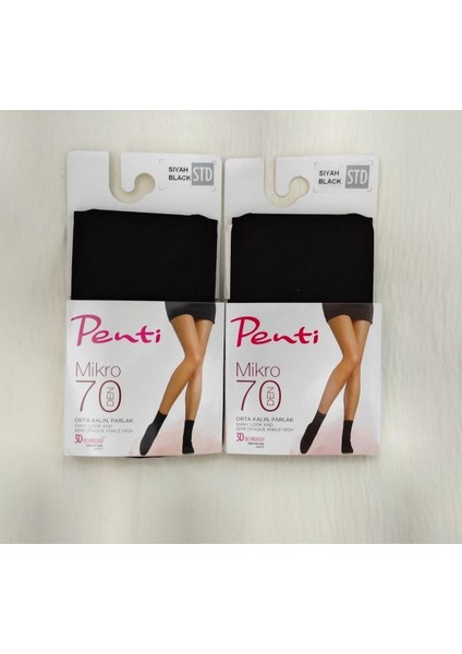 Siyah Mikro 70 Soket Çorabı 2'li