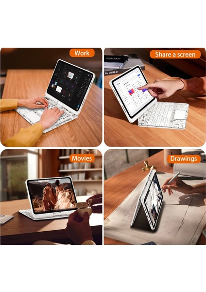 Apple Ipad Pro 13 Inç Uyumlu 360 Derece Dönebilen Transparan Tasarım Klavyeli Kılıf