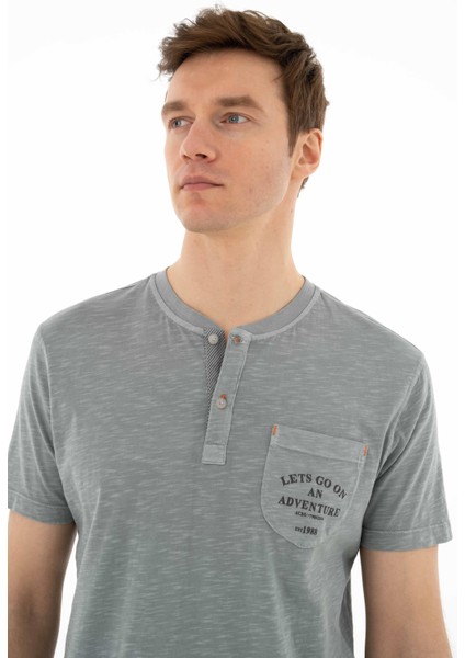 Erkek Regular Fit Parça Boyama Bisiklet Yaka Tişört Y25344490001