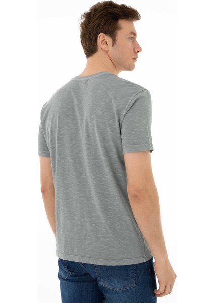 Erkek Regular Fit Parça Boyama Bisiklet Yaka Tişört Y25344490001
