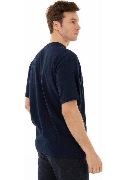 Erkek Oversize Bisiklet Yaka Tişört Y25344403901