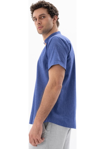 Erkek Kısa Kollu Regular Fit Keten Gömlek Y25485116601