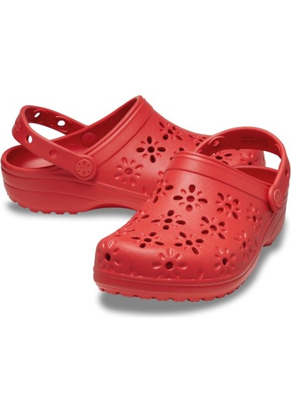 Classic Floral Cut Out Clog Kırmızı Unisex Yetişkin 210927