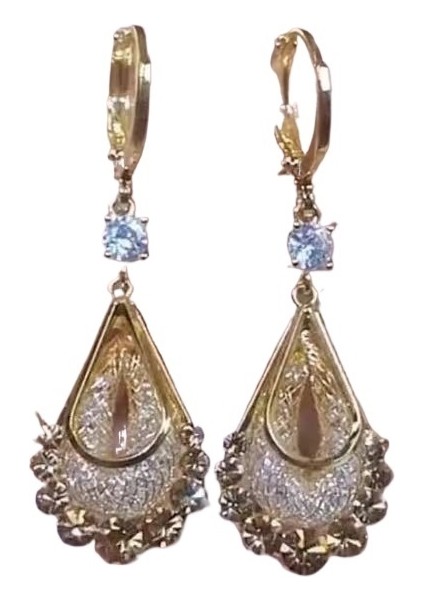 Kahverengi Kristal Su Damlası Küpe (Yurt Dışından)
