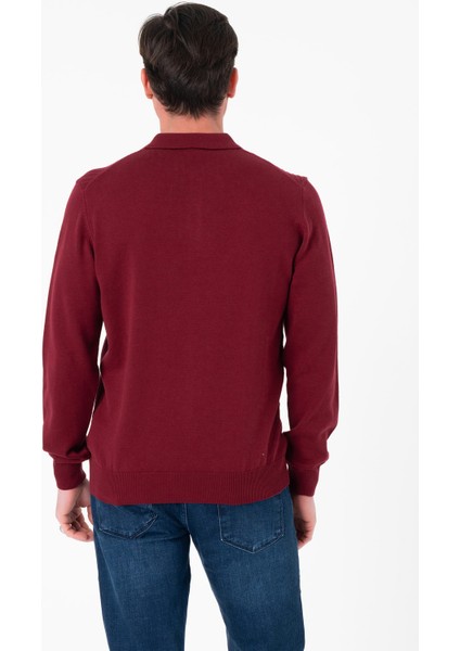 Polo Yaka Desenli Düğme Detaylı Erkek Triko KAZAK-T-1284
