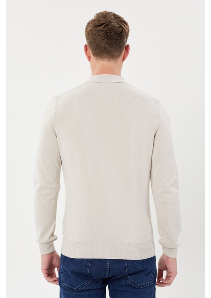 Klasik Kalıp Polo Yaka Çıtçıtlı Erkek Desenli Triko KAZAK-T-1293