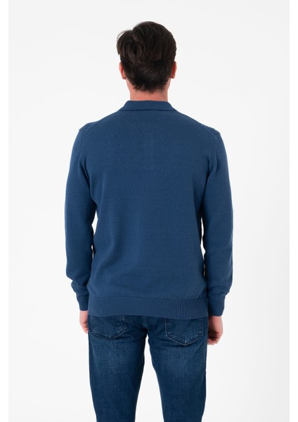Polo Yaka Desenli Düğme Detaylı Erkek Triko KAZAK-T-1284