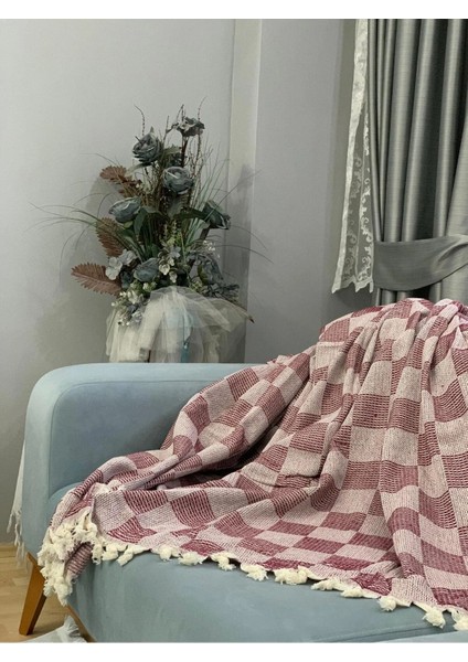 Dama Desen Pamuklu 180 x 230 Çok Amaçlı Serpme Koltuk Örtüsü