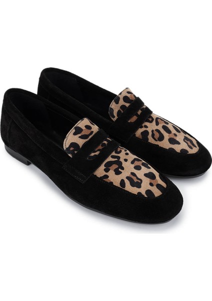 Kadın Siyah Süet Loafer Ayakkabı 961 555 Bn Ayk Y25 Syh Suet/leopar fiyatları