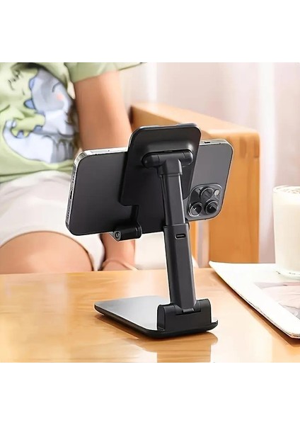 Katlanabilir Masaüstü Tablet ve Telefon Tutucu Stand Uzayabilen Kademeli Telefon Tutacağı