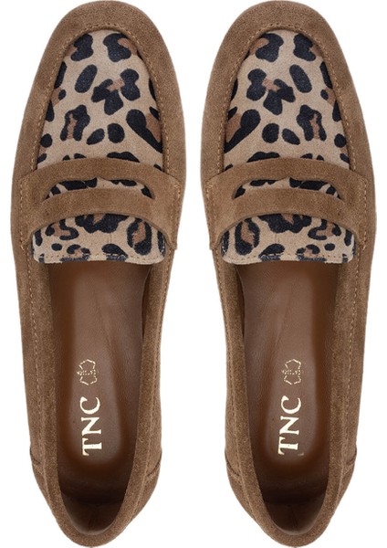 Kadın Taba Süet Loafer Ayakkabı 961 555 Bn Ayk Y25 Taba Suet/leopar