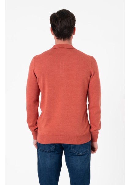 Polo Yaka Desenli Düğme Detaylı Erkek Triko KAZAK-T-1284