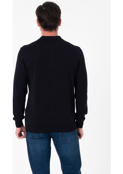 Polo Yaka Desenli Düğme Detaylı Erkek Triko KAZAK-T-1284