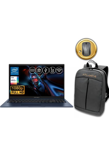 Vivobook 15 I5-1334U 24GB 128 GB M.2 SSD X1504VA-NJ2405 ATL70 15.6" Fdos Taşınabilir Bilgisayar +Çanta&mouse