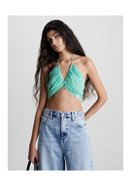 Kadın Wrap Strappy Crinkle Top