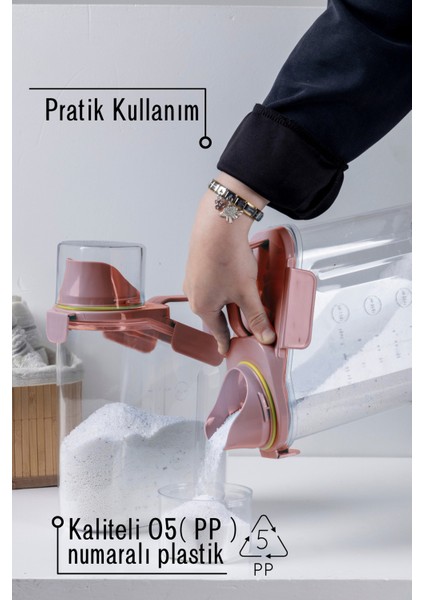 2 Adet Contalı Sızdırmaz Deterjan Saklama Kabı / 1800 ml / Pembe