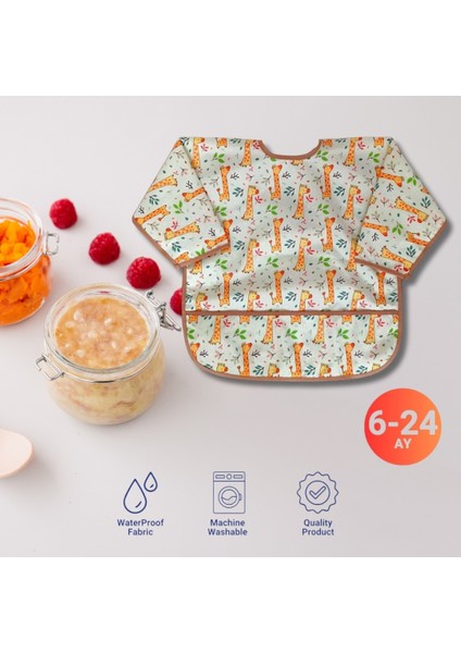 Sıvı Geçirmez Mama ve Aktivite Önlüğü 2'li Set 6-24 Ay Safari&zürafa modelleri