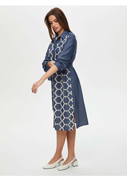 Önü Brode Nakışlı Gömlek Elbise S25ELB038 modelleri