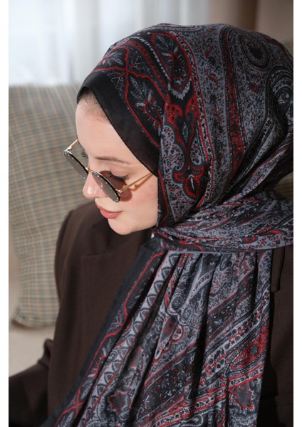 Soft Etnik 0181 Koyu Gri Şal