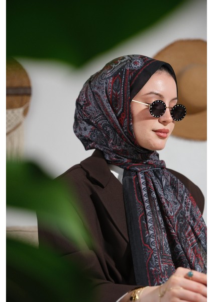 Soft Etnik 0181 Koyu Gri Şal