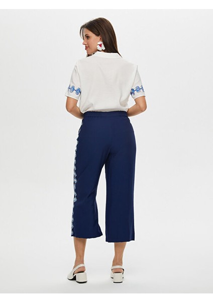 Yanları Nazar Boncuğu Baskılı Wide Leg Fit Viskonlu Caprı S25CPR003 indirimleri