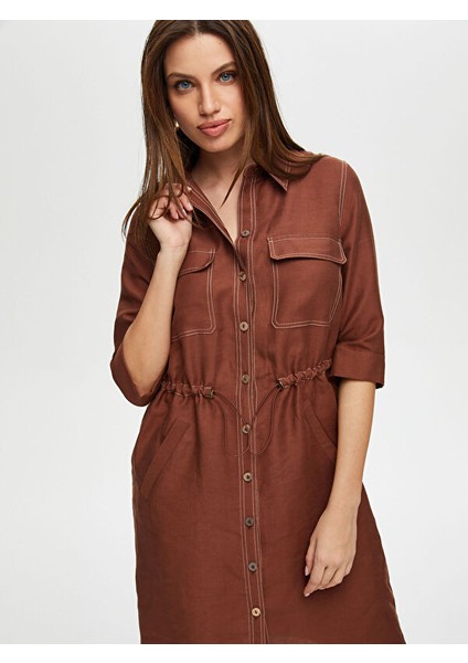 Beli Tünelli 3/4 Kol Tensel Keten Elbise S25ELB016 fiyatları
