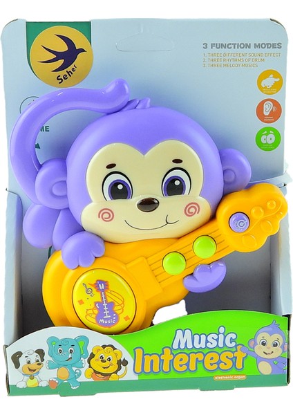 Oyuncak Maymun Gitarist Maymun Işıklı Sesli 15 cm