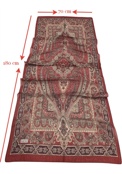 Soft Etnik 0181 Koyu Bordo Şal
