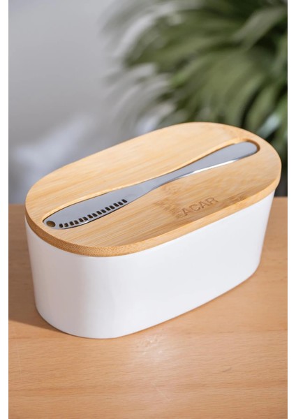 Bambu Kapaklı Bıçaklı Tereyağlık