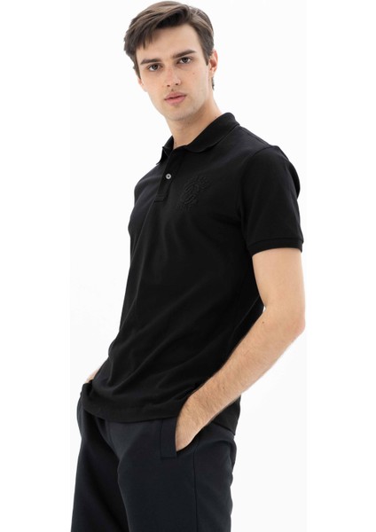 Erkek Baskılı Regular Fit % 95 Pamuklu %5 Likralı Polo Yaka T-Shirt Y25374302701