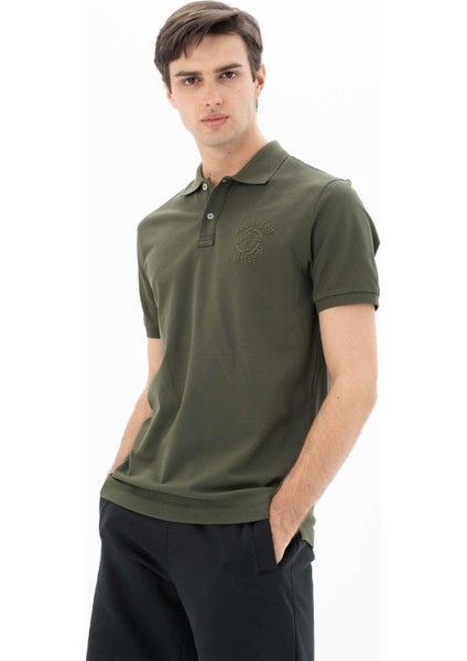 Erkek Baskılı Regular Fit % 95 Pamuklu %5 Likralı Polo Yaka T-Shirt Y25374302701