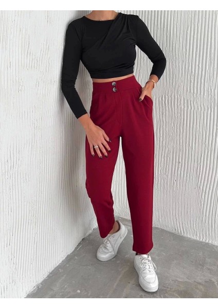 Örme Krep Pantolon Çift Düğmeli modelleri