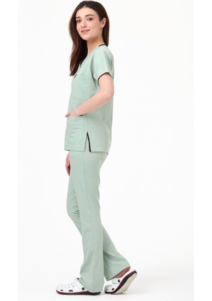 Ultralycra Spaniard - Likralı Doktor Hemşire Forma Takımı Scrubs Üniforma Cerrahi Takım (Kadın), Su Yeşili fiyatları